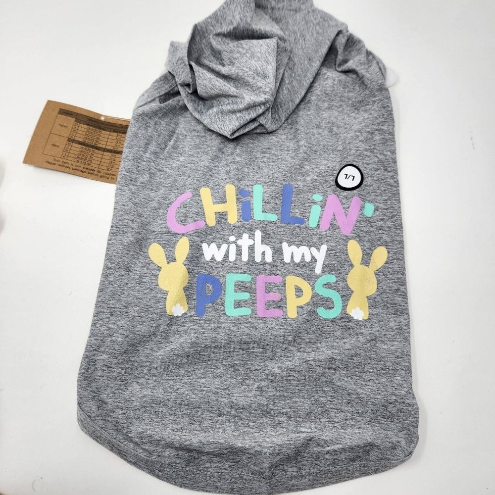 Easter dog hoodie Chillin with my Peeps gray size